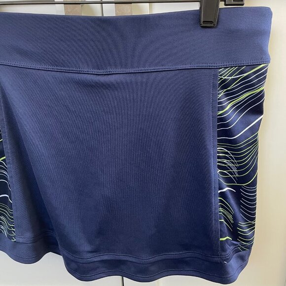 Callaway Opti-Dri Activewear Poly Golf Skirt/Skort Navy w Grn Wht Side Panels M - Picture 6 of 10